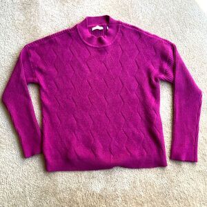 Evolution by Cyrus Patterned Knit Fuchsia Crew Neck Sweater SZ XL